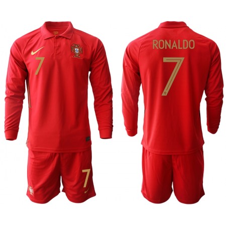 Portugal Cristiano Ronaldo 7 Kind Thuistenue EK 2020 L/S